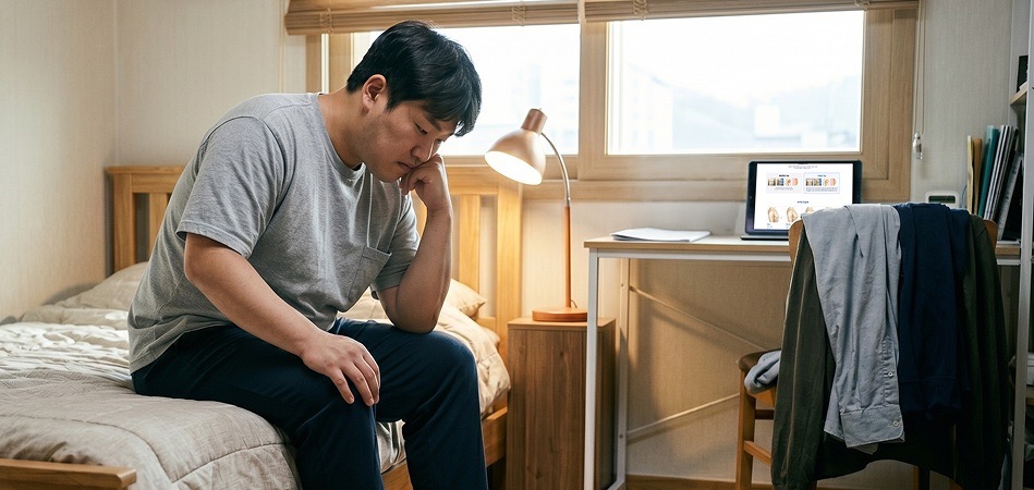 혼자 고민하는 모습