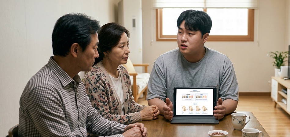 가족과 함께 상담받는 모습